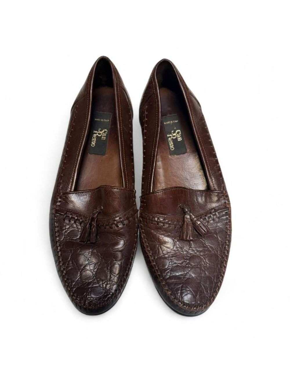 Vintage San Remo Italian Leather Loafers Men's 9.5 Tassel Preppy Luxury Office